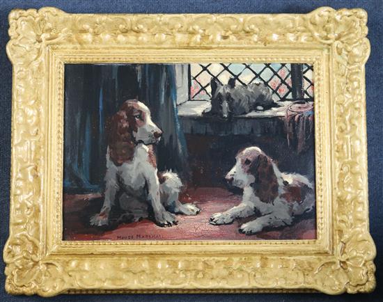 § Maude Marshall (1877-1967) Scottie and two Spaniels, 9.5 x 13.5in.